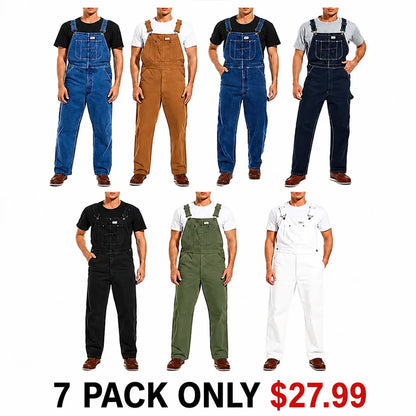 🔥Last Day Promotion🔥 Men's Denim Bib Overalls, Workwear with Adjustable Straps and Convenient Tool Pockets