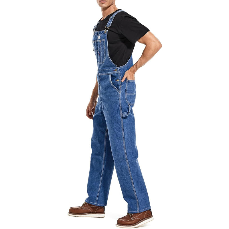 🔥Last Day Promotion🔥 Men's Denim Bib Overalls, Workwear with Adjustable Straps and Convenient Tool Pockets