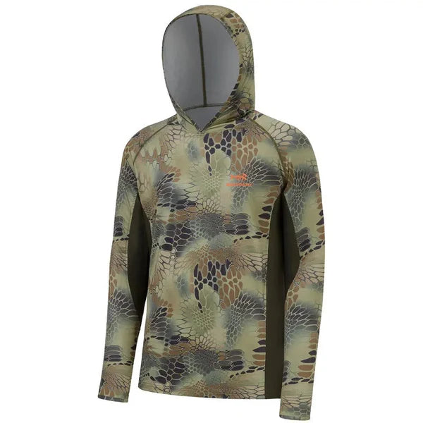 Men’s UPF 50+ Long   Sleeve Fishing Hoodie   with UV Neck Gaiter