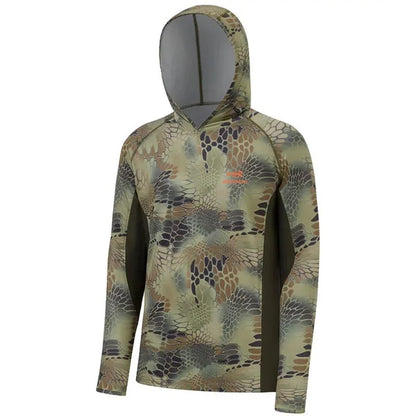 Men’s UPF 50+ Long   Sleeve Fishing Hoodie   with UV Neck Gaiter